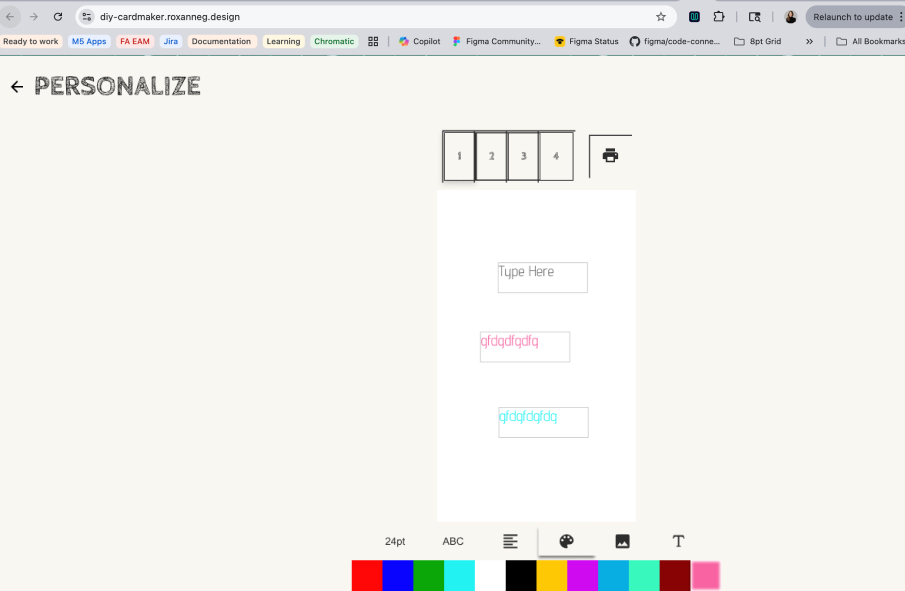 Legacy DIY Cardmaker interface