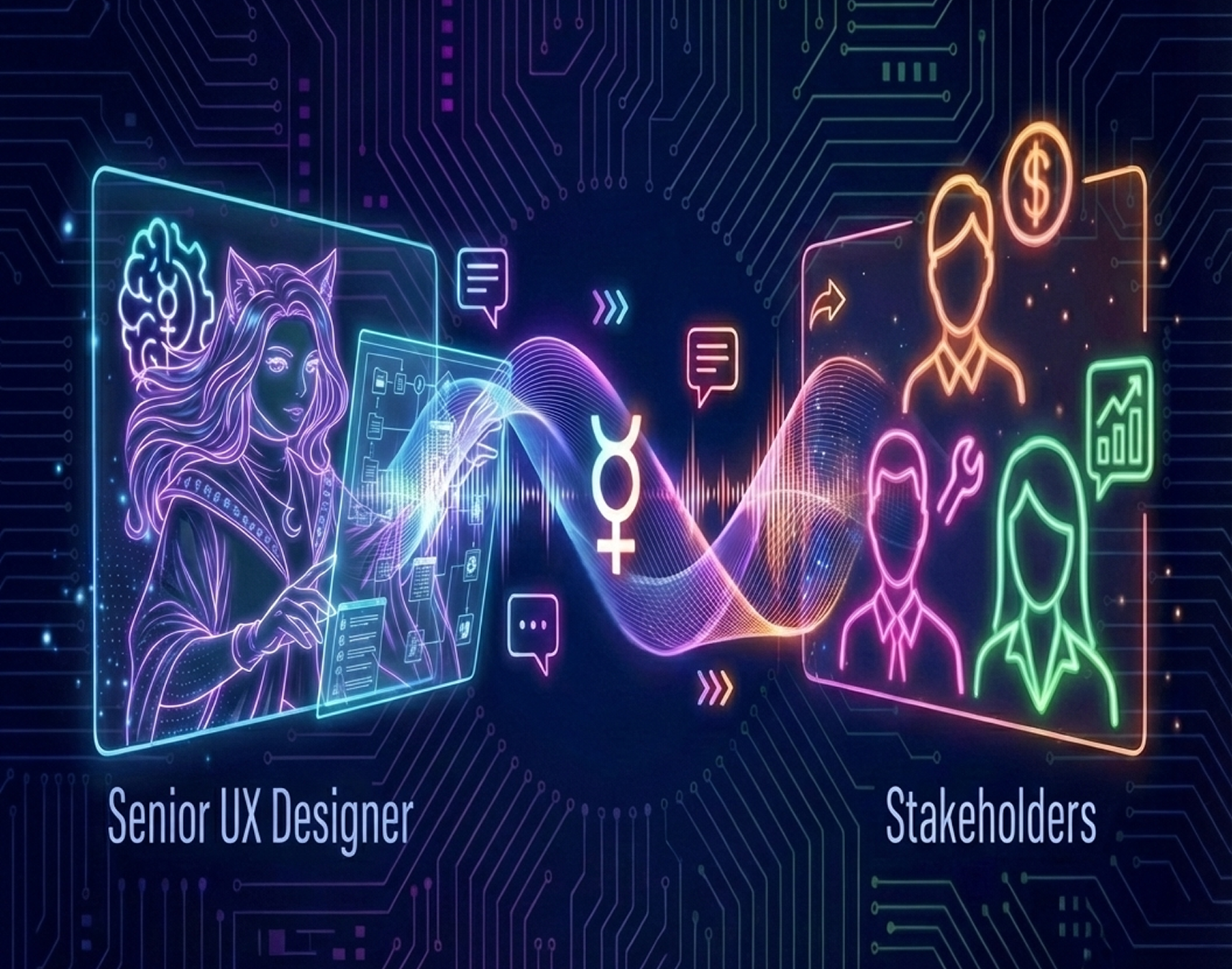 UX designer collaborating with stakeholders to define information architecture based on user needs