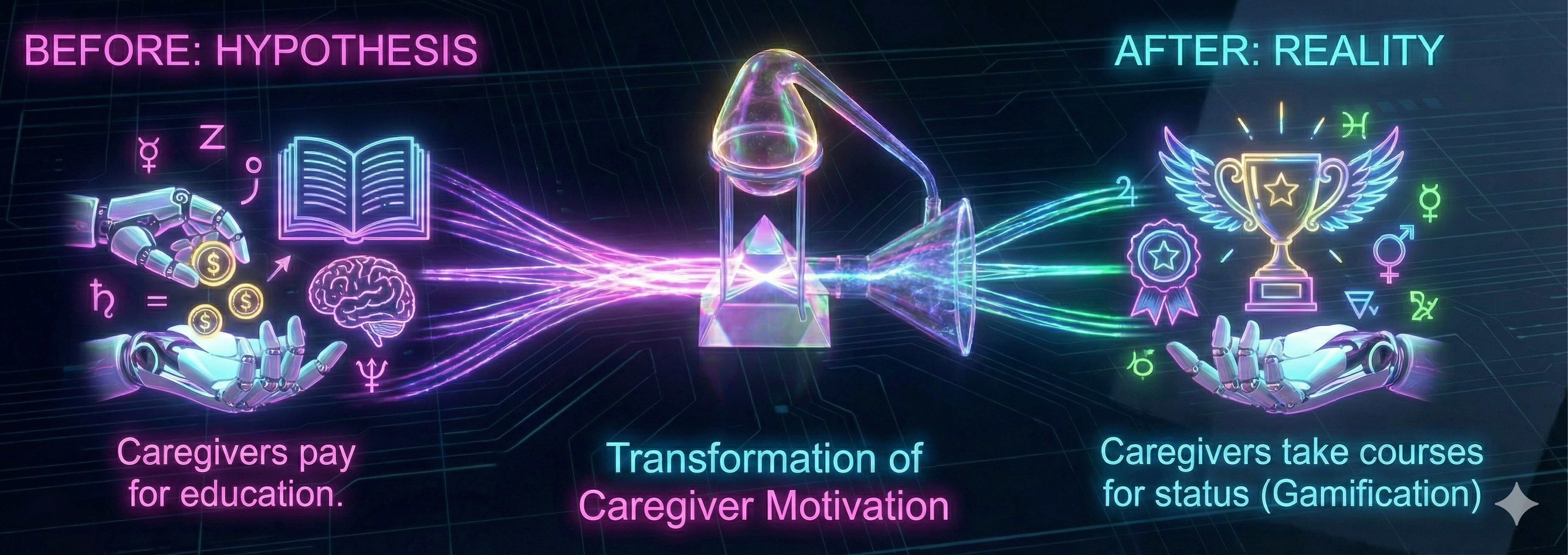 Before and after comparison showing the strategy pivot from failed monetization model to gamified user retention strategy