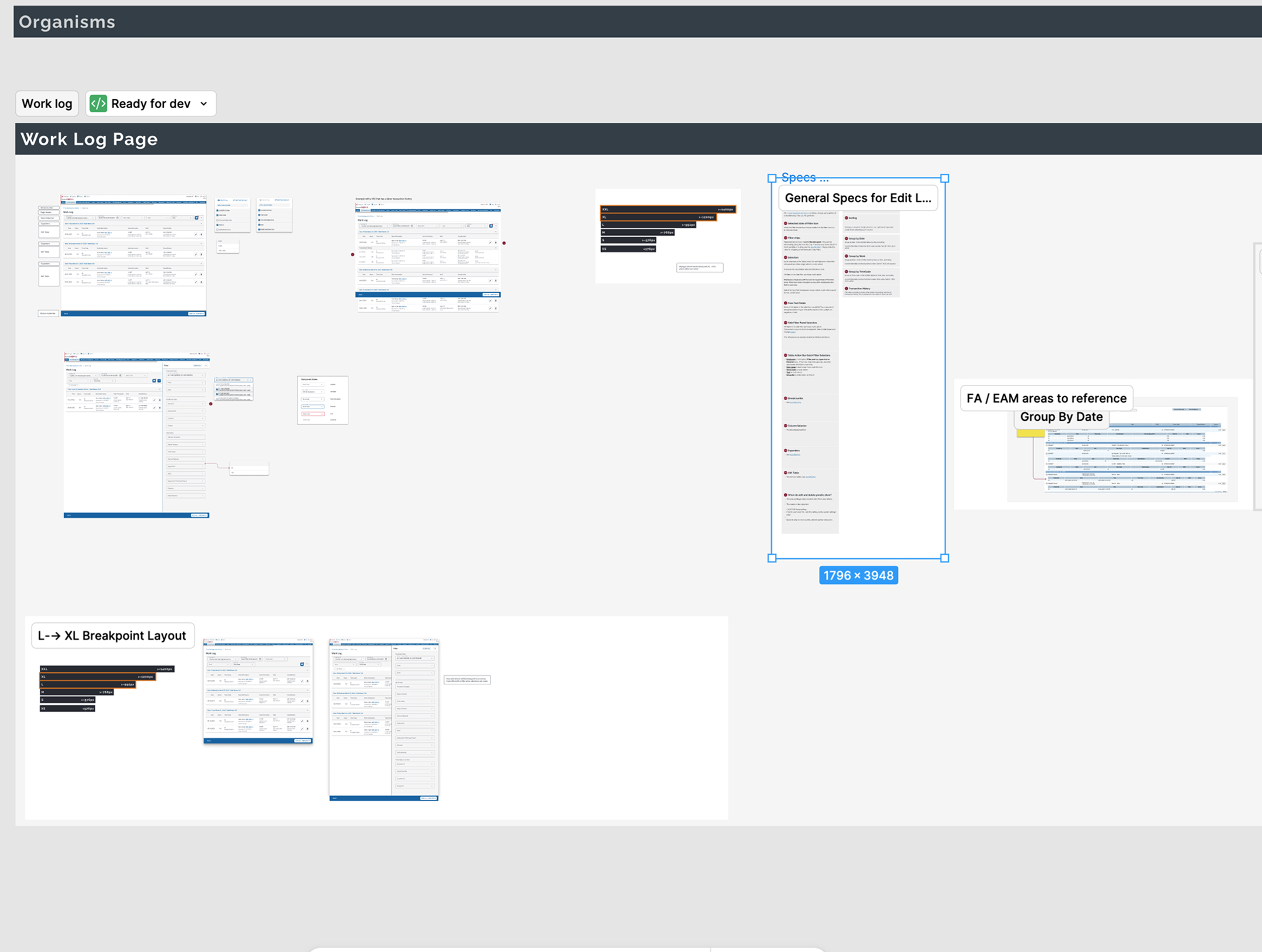 Standardized template showing atomic structure with organisms organized in clear sections
